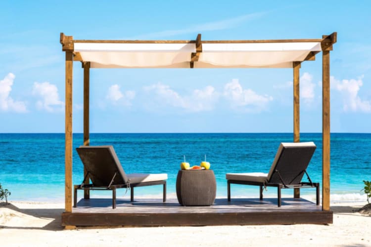Beach cabana ocean view
